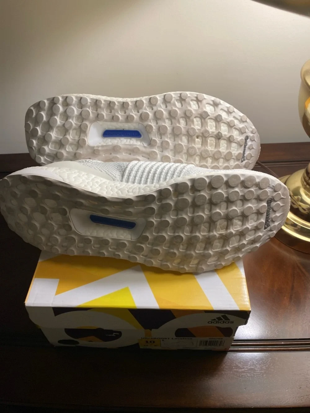 adidas White Slip-On Knit Ribbed Sneakers. Ultra Boost - Picture 10 of 11